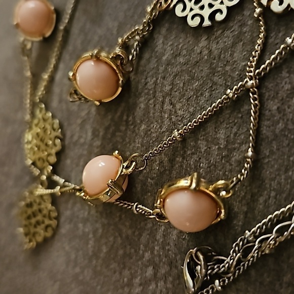 VTG Filigree Pink Beaded Long Station Sweater Necklace - Picture 7 of 8